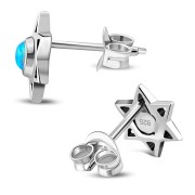 6pairs, Small Synthetic Opal Star of David Studs Earrings, e322